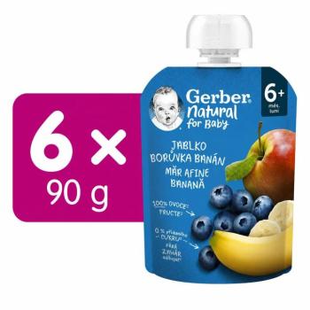 GERBER Natural tasakos gyümölcspüré, alma-áfonya-banán, 6x90g kép