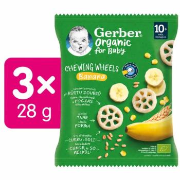 GERBER Organic Chewing Wheels ropogós snack, banános, 3x28g kép