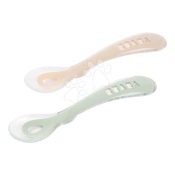 Gyakorlókanalak Second Age Silicone Spoons Clay Misty Green Beaba szilikonból önálló étkezéshez 2 drb zöld-barna 8 hó-tól kép
