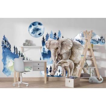 Gyerek falmatrica Elefánt család 100 x 200 cm kép