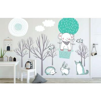 Gyerek falmatrica Repülő elefánt 60 x 120 cm kép