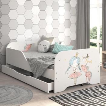 Gyerekágy ágyneműtartóval 140 x 70 cm Hercegnő és unikornis kép