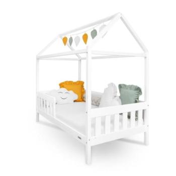 Gyerekágy házikó korláttal és ráccsal New Baby CASTELLO 160x80 cm fehér kép