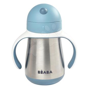 Ivó palack bidon dupla falú Stainless Steel Straw Cup Beaba Windy Blue 250ml kék rozsdamentes acélból 8 hó-tól kép