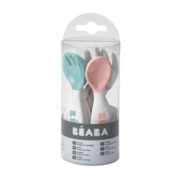 Készlet 6 tanuló kanál és 4 tanuló villa Beaba 2nd age kék rózsaszín szürke 15 cm 8 hó-tól kép