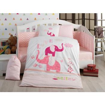 L'essential Maison Poplin Baby Quilt Cover Set Pink White Pu... kép