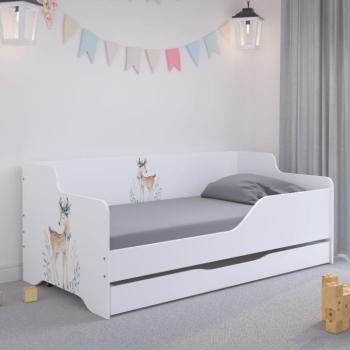 LILU Fehér gyerekágy háttámlával 160 x 80 cm - Őzikés kép