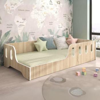 Montessori gyerekágy leesésgátlóval sonoma tölgyfa 140 x 70 cm kép