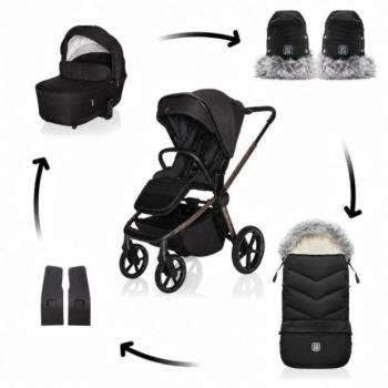Move Cross 5X babakocsi szett + Fluffy Combi bundazsák + Fluffy 2 kesztyű, Quartz Black kép