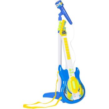 MULTISTORE elektromos gyermekgitár mikrofonnal és állvánnyal, MP3 kompatibilis, kék kép