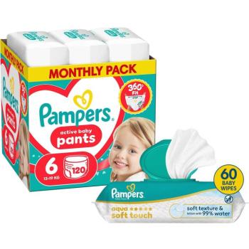 PAMPERS Pants 6 (120 db) + PAMPERS Aqua Soft Touch, 60 db kép