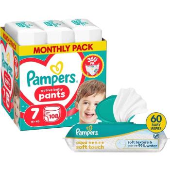PAMPERS Pants 7 (108 db) + PAMPERS Aqua Soft Touch, 60 db kép