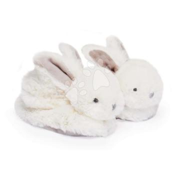 Papucs újszülött részére csörgővel Nyuszkó Lapin Bonbon Doudou et Compagnie fehér ajándékcsomagolásban 0-6 hó kép
