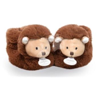 Papucsok kisbabának Hedgehog Booties Unicef Collection Doudou et Compagnie ajándékcsomagolásban barna 0-6 hó