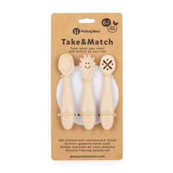 PETITE&MARS 3 db szilikon edzőkanál készlet Take&Match Desert Sand 6m+ kép