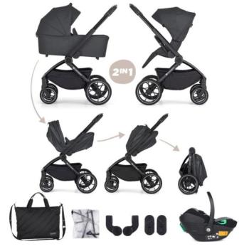 PETITE&MARS Kombinált babakocsi SCOUT 3 az 1-ben Anthracite Moon a Core Pro i-Size-szal kép