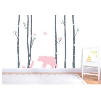 Pink Bear And Forest csodálatos gyerek falmatrica