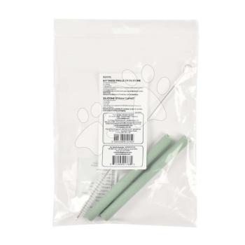 Pót szívószálak baba bögrébe Silicone Straw Cup Beaba Sage Green tisztító kefével 2 drb kép
