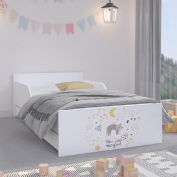 PUFI Fehér gyerekágy 180 x 90 cm - Cica és csillagok