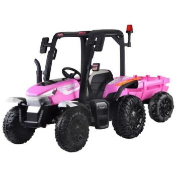 Rózsaszín 4x4-es gyerek traktor utánfutóval kép