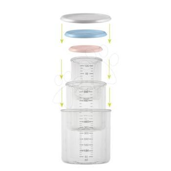 Szett 3 ételtároló doboz Beaba 1 baby 120 ml, 1 maxi 240 ml, 1 maxi+ 420 ml rózsaszín kék szürke 4 hó-tól kép