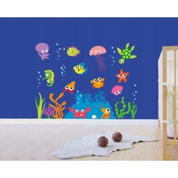 Színes matricák víz alatti világ nyomattal, 100 cm x 75 cm kép