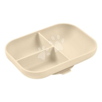 Tányér kisbabáknak Divided Silicone Plate Clay Beaba szilikonból osztott bézs 4 hó-tól kép