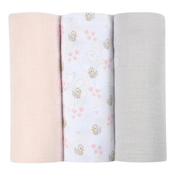Textil pelenkák pamut muszlinból Cotton Muslin Cloths Beaba Cygne 3 darabos csomag 70*70 cm 0 hó-tól rózsaszín kép