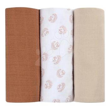 Textil pelenkák pamut muszlinból Cotton Muslin Cloths Beaba Herisson 3 darabos csomag 70*70 cm 0 hó-tól barna kép