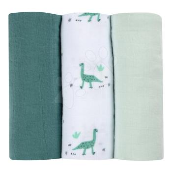 Textil pelenkák pamut muszlinból Cotton Muslin Cloths Beaba Jurassique 3 darabos csomag 70*70 cm 0 hó-tól zöld kép