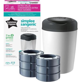Tommee Tippee Sangenic Simplee pelenka kosár + 6 × kazetta, szürke kép
