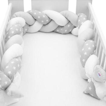 Védőpárna a kiságyhoz New Baby Csillagok szürke-fehér fonat kép