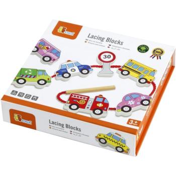 Viga Toys fűző, fa - járművek