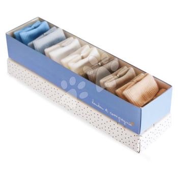 Zoknik kisbabáknak Weekly Socks Doudou et Compagnie bézs-kék 7 pár ajándékcsomagolásban 0-6 hó